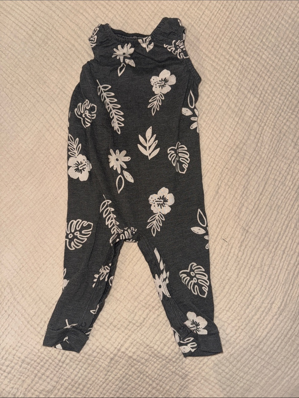 Cat & Jack Charcoal Romper with White Floral Print